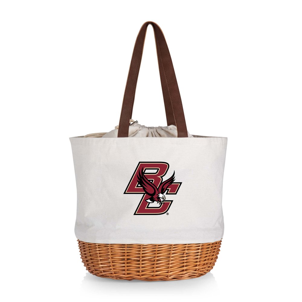 Picnic TIME NCAA Boston College Eagles Coronado Canvas and Willow Basket Tote, Picnic Tote Bag, Beach Tote, (Beige Canvas)