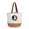 Picnic TIME NCAA Florida State Seminoles Coronado Canvas and Willow Basket Tote, Picnic Tote Bag, Beach Tote, (Beige Canvas) view 1