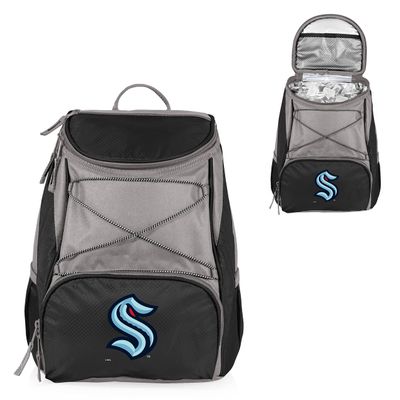 PICNIC TIME NHL Seattle Kraken PTX Backpack Cooler, Soft Cooler Backpack, Insulated Lunch Bag, (Black with Gray Accents)