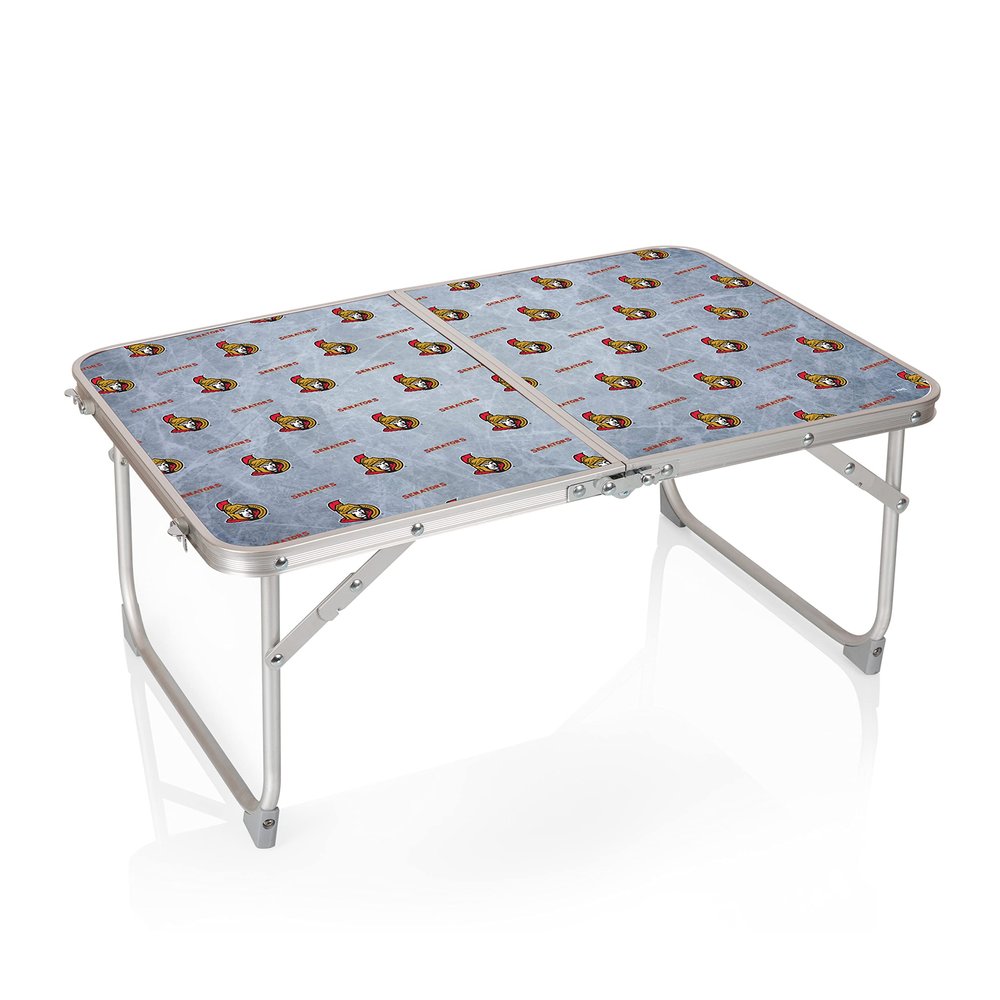 PICNIC TIME NHL Ottawa Senators Concert Mini Portable Table, Small Folding Table, Mini Picnic Table, (Charcoal Wood Grain)