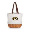 PICNIC TIME NCAA Missouri Tigers Coronado Canvas and Willow Basket Tote, Picnic Tote Bag, Beach Tote, (Beige Canvas) view 1