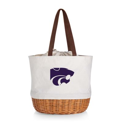 Picnic TIME NCAA Kansas State Wildcats Coronado Canvas and Willow Basket Tote, Picnic Tote Bag, Beach Tote, (Beige Canvas)