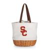PICNIC TIME NCAA USC Trojans Coronado Canvas and Willow Basket Tote, Picnic Tote Bag, Beach Tote, (Beige Canvas) view 1