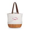 Picnic TIME NCAA Arkansas Razorbacks Coronado Canvas and Willow Basket Tote, Picnic Tote Bag, Beach Tote, (Beige Canvas) view 1
