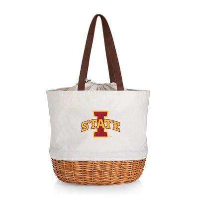 Picnic TIME NCAA Iowa State Cyclones Coronado Canvas and Willow Basket Tote, Picnic Tote Bag, Beach Tote, (Beige Canvas)