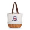 PICNIC TIME NCAA Arizona Wildcats Coronado Canvas and Willow Basket Tote, Picnic Tote Bag, Beach Tote, (Beige Canvas) view 1