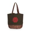 PICNIC TIME NCAA USC Trojans Coronado Canvas and Willow Basket Tote, Picnic Tote Bag, Beach Tote, (Khaki Green with Beige Accents) view 1