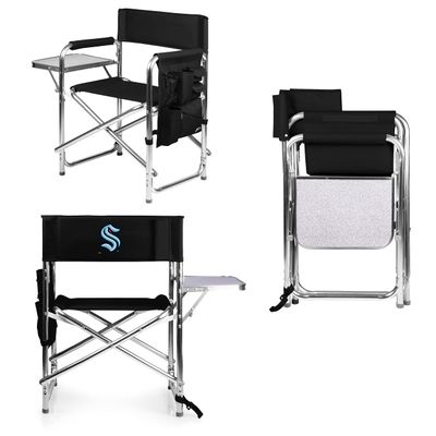 PICNIC TIME NHL Seattle Kraken Sports Chair with Side Table, Beach Chair, Camp Chair for Adults, (Black)