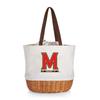 PICNIC TIME NCAA Maryland Terrapins Coronado Canvas and Willow Basket Tote, Picnic Tote Bag, Beach Tote, (Beige Canvas) view 1