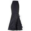 Fishtail Ruffle Skirt Mermaid Style Skirt Retro Women Vintage Long Punk Bodycon Skirt Denim Overall Skirt (Black, XXL) view 1