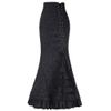 Fishtail Ruffle Skirt Mermaid Style Skirt Retro Women Vintage Long Punk Bodycon Skirt Denim Overall Skirt (Black, XXL) view 2
