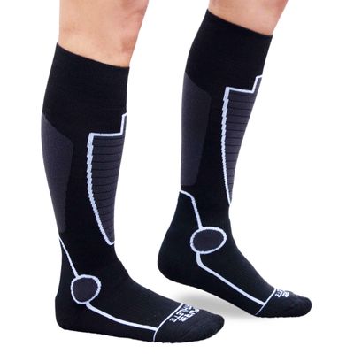 Pure Athlete Merino Wool Midweight Ski Socks - Warmest Winter Thermal Sock for Men Women Skiing Snowboarding Hiking Hunting (M, Black/Grey)