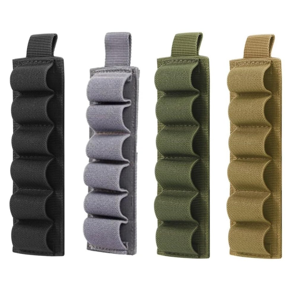 ACEXIER 4PCS 6 Round Shell Holder Tactical Shotgun Buttstock 12/20GA Cartridge Shell Case Bag Military Elastic Ammo Bullet Carrier Holster(4 Color Included)
