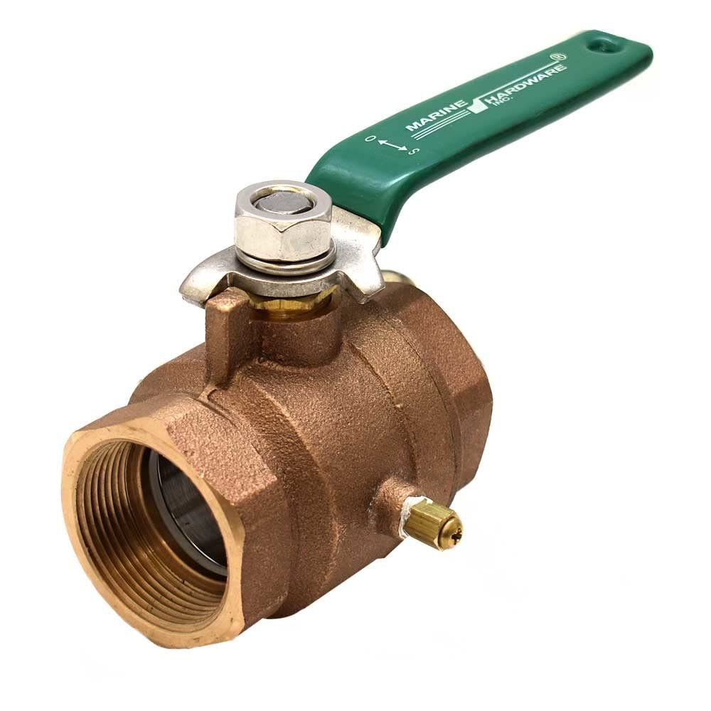 Marine Hardware Boat Inline Valve BVLV1.500-FPHL | 1 1/2 Inch Brass