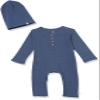 HonestBaby Boys 2-Piece Organic Cotton Long Sleeve Rib Coverall and Beanie set, Navy, 24 Months view 1