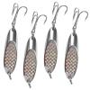 Qty 4 Fish WOW! 3oz Fishing Kast Spoon with a Treble Hook Fish Chrome Jig Bait Lures Holographic Laser Silver Tape Kast Master Style Champ Spoons view 1