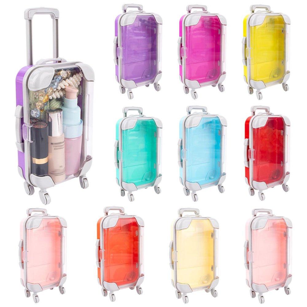 Framendino, 10 Pack Storage Box Luggage Packaging Candy Suitcase Mini Trolley Empty Case Tools (9 Colors)