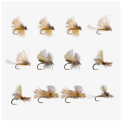 RIO PRODUCTS Tan Caddis Dry Fly Assortment, Freshwater Fly Fishing Flies for Trout, Multiple Sizes and Colors, 12 Piece Kit