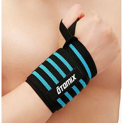 Otomix Wrist Wraps Support Braces with Thumb Loops (Black/Turquois)