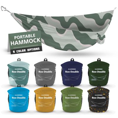 KAMMOK: Roo Double Hammock | Made from Strong & 100% Recycled Water Resistant Ripstop Fabric | Comfortable, Packable, Lightweight (Lifetime Adventure Grade Warranty), Ocean Print
