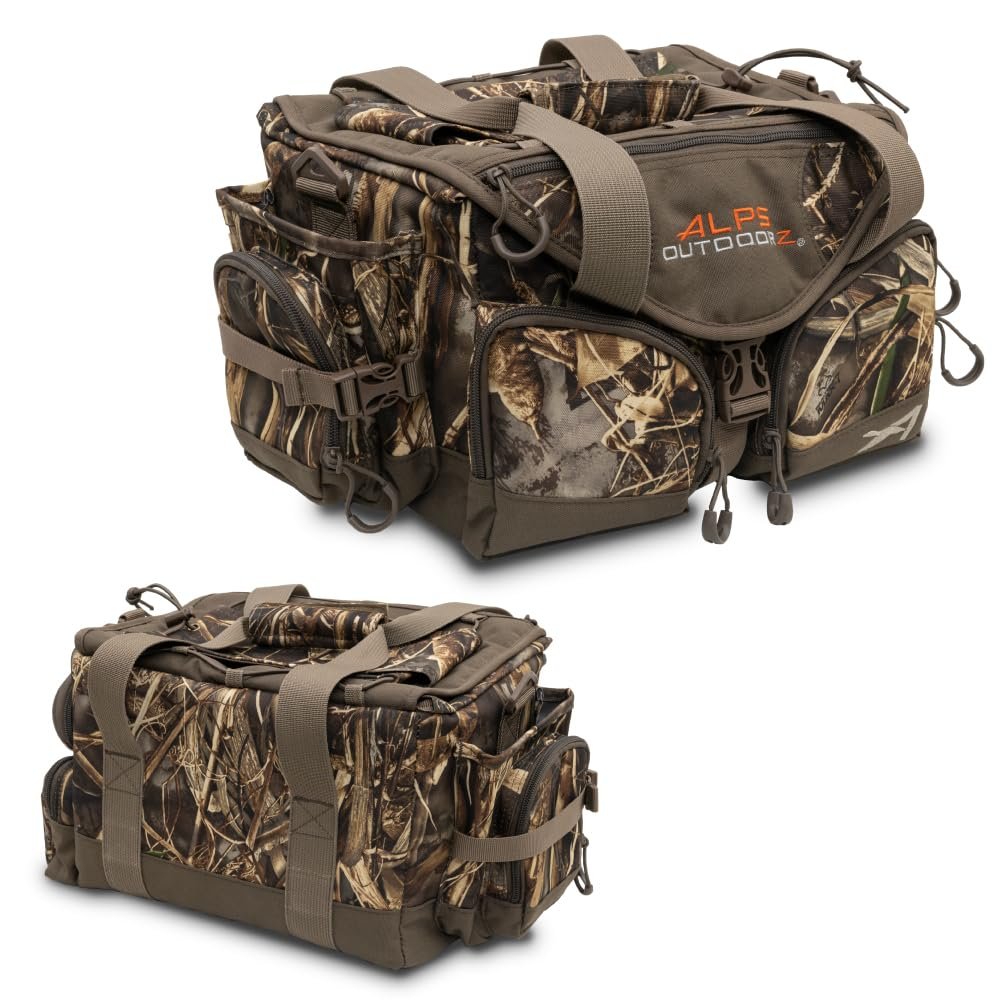 ALPS OutdoorZ Deluxe Floating Blind Bag - Large, Realtree MAX-7 - Waterproof Hunting Duffel Bag, with Removable Dividers, Thermos Sleeve & Padded Shoulder Strap