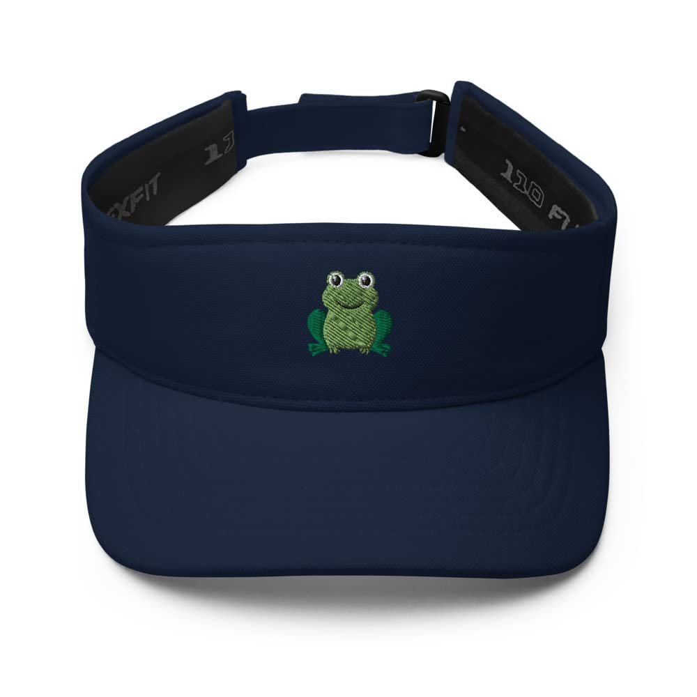 Frog Visor, Frog Visor hat, Frog hat, Embroidered Frog hat, Frog Gifts for Frog Lovers, Summer hat. Navy