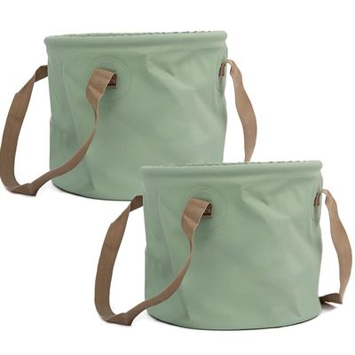 Collapsible Bucket with Handle, 2 Pack Portable Folding Bucket, Portable Fishing Water Pail, Outdoor Basin Pail for Garden, Camping, Hiking, Car Washing (Color : GreenB-10L)
