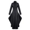 tuduoms Women's Medieval Steampunk Tailcoat Victorian Gothic Jacket Frock Coat Vintage Retro Pirate Renaissance Goth Costumes Black view 2