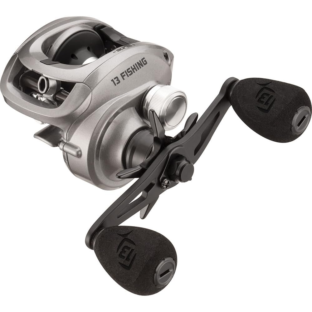 13 FISHING - Inception Slide Baitcast Reel - 8.1:1 Gear Ratio - Left Hand Retrieve (Fresh+Salt) - INSLD2-8.1-LH, Gray