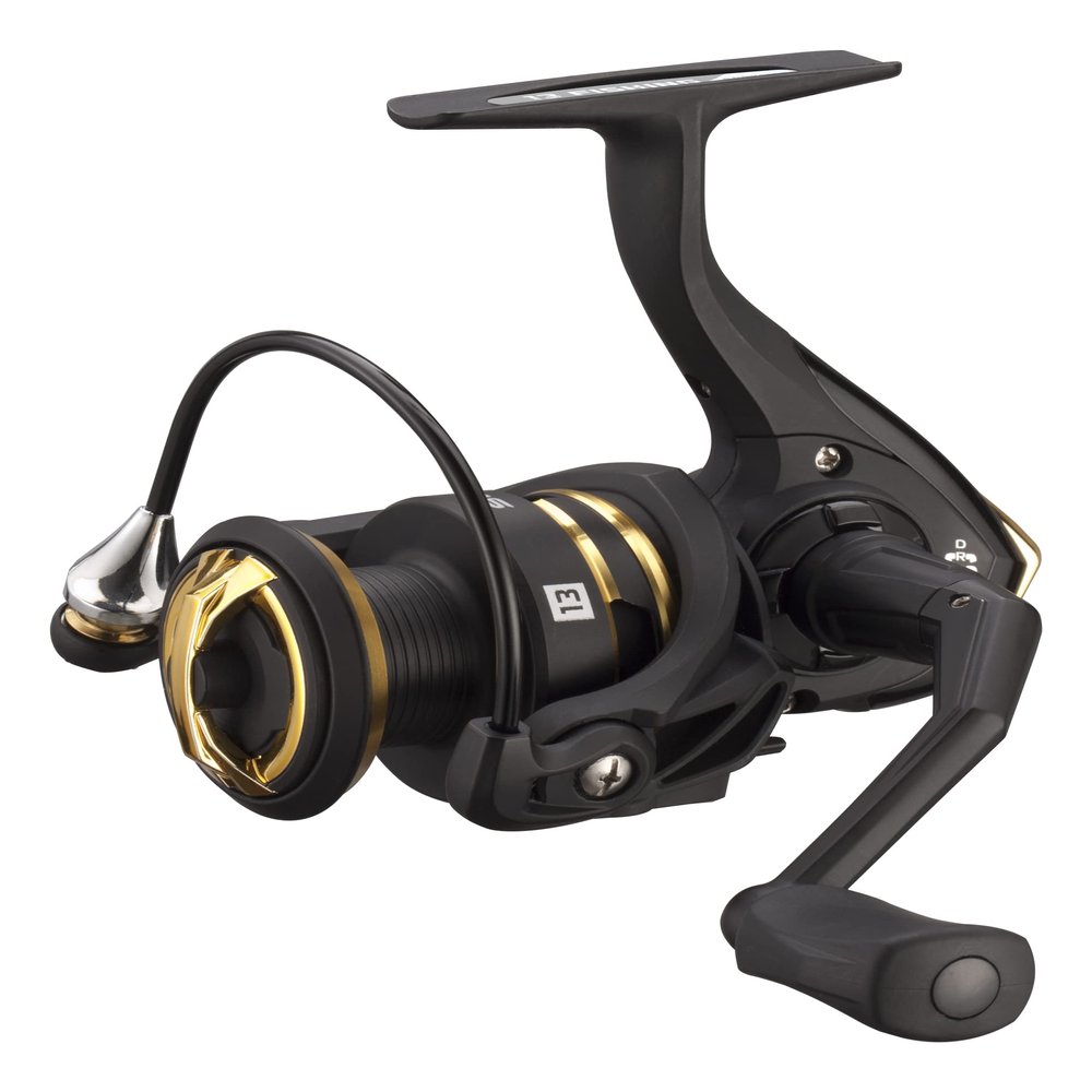 13 Fishing - Source R Spinning Reel - 5.2:1 Gear Ratio - 1.0 Size (Fresh) - SORR-5.2-1.0-CP, Black/Gold