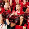 4Pcs Metallic Cheerleading Pom Poms, Creatiee 2 Pair Cheerleader Cheering Squad Pompoms for School Sports Dance Games Team Spirit Cheer (Red-Black) view 3