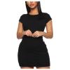 T Shirt Dress for Women Casual Tight Neck Sexy Women's Dress Short Round Bag Ultra Hip Women's Dress (Black, XL) view 1