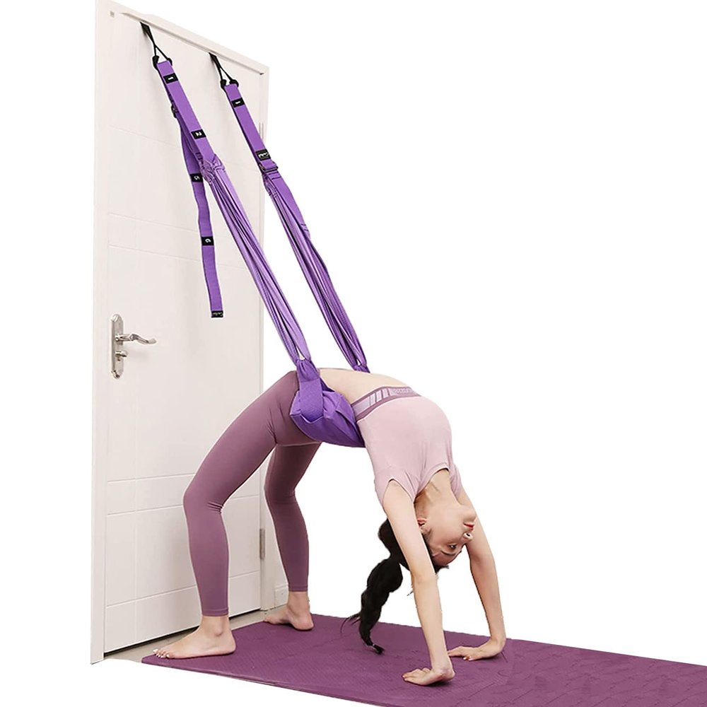 Yoga Fitness Stretching Strap with Cushion, Adjustable Leg Stretcher Back Bend Assist Trainer Improve Leg Waist Back Flexibility Home Gym Equipment for Pilates Ballet Split Gymnastics Rehab (Purple)