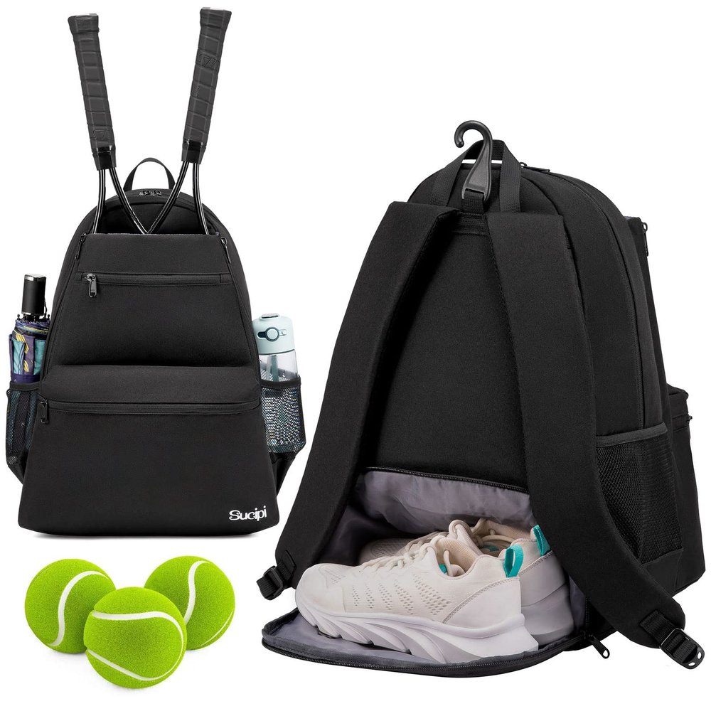 Sucipi Tennis Bag Professional Tennis Backpack for Men and Women Racket Bags with Ventilated Shoe Compartment, Holds 2 Tennis Rackets, Pickleball Paddles