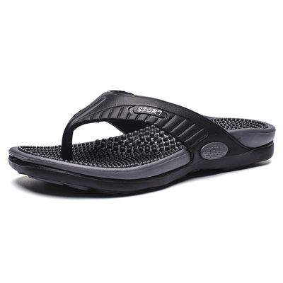 DSLED Massage Flip Flops for Men & Women, with Arch Support Summer Breathable Beach Shoes, Acupressure Sandals Massage Slippers, Relief Plantar Fasciitis Heel Arch Arthritis Pain, Black