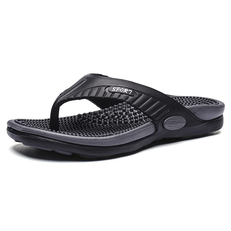 DSLED Massage Flip Flops for Men & Women, with Arch Support Summer Breathable Beach Shoes, Acupressure Sandals Massage Slippers, Relief Plantar Fasciitis Heel Arch Arthritis Pain, Black