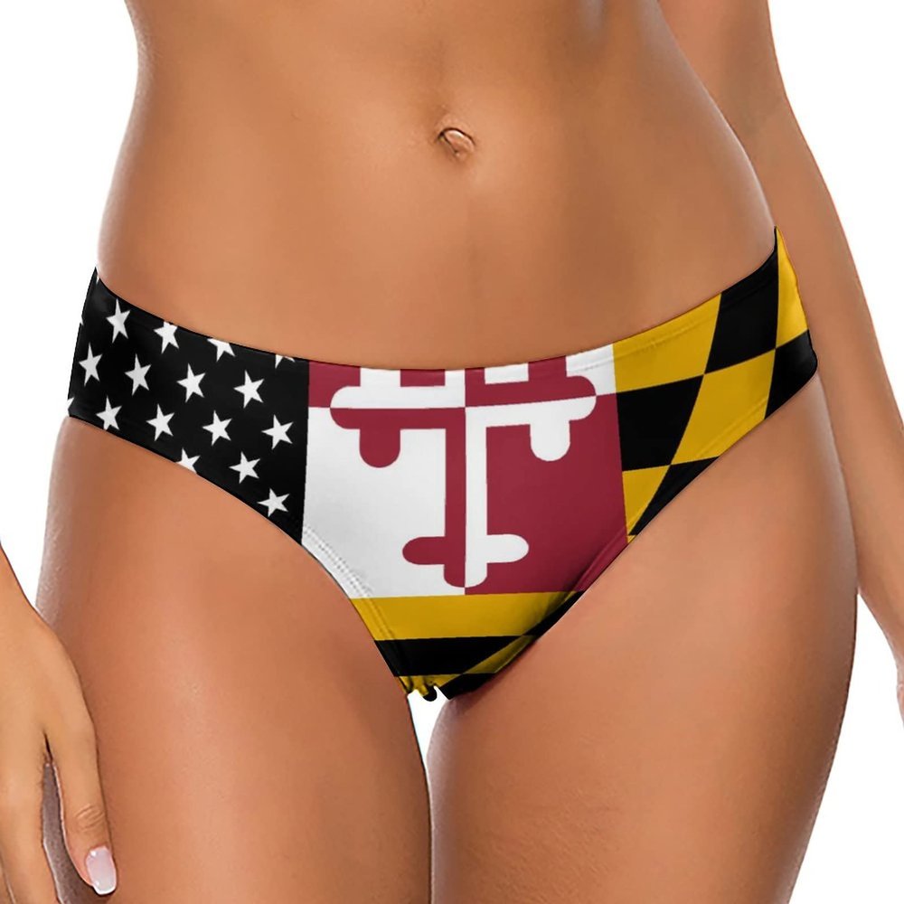 American Maryland Flag Women's Sexy Thong Comfy G-String Panties Trendy T-Back Underwear S