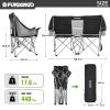 FUNDANGO Oversized Double Camping Chair, 660lbs Heavy Duty 2 Person Folding Padded Loveseat for Adults with Arm Cup Holder for Outdoor Patio Lawn Camp with Carry Bag (Black/Grey) view 3