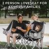 FUNDANGO Oversized Double Camping Chair, 660lbs Heavy Duty 2 Person Folding Padded Loveseat for Adults with Arm Cup Holder for Outdoor Patio Lawn Camp with Carry Bag (Black/Grey) view 4