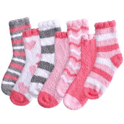 7 Pairs Fuzzy Socks - Fuzzy Socks for Women, Women's Winter Super Soft Warm Cozy Sock, Fluffy Sock Fits Most Size, Fleece-Lined Slipper Sock, Pink Color