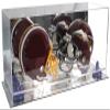 Better Display Cases Acrylic 2 Mini Football Helmet (not Full Size) Display Case with Mirror Case, Navy Blue Risers and Mirror Base (V46/A019) view 1