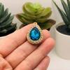 2 pcs Large Aqua Blue Acrylic Rhinestone Pendant Charms - AB659 charm original view 2