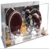 Better Display Cases Acrylic 2 Mini Football Helmet (not Full Size) Display Case with Mirror Case, Yellow Risers and Mirror Base (V46/A019) view 1