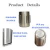 JUSTEMI Stainless Steel Camping Coffee Mugs Set of 2,Insulated Camping Cup with Foldable Handle & Mesh Bag,Double Walled Metal Backpacking Cup for Outdoor Hiking14oz view 4