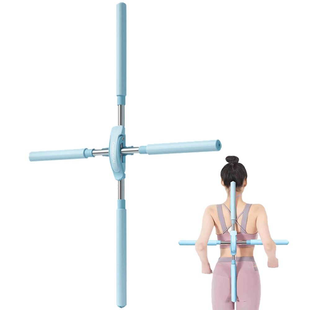 QWERTYUI Yoga Sticks Training for Posture Corrector,Humpback Correction Stick Yoga Open Back, Etractable Design Yoga Sticks for Posture, Adult and Child Posture Home Auxiliary Fitness,Blue
