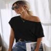 Batwing Sleeve Solid Tee Women's Summer Short Sleeve T-Shirt (Color : Black, Size : S) view 1