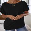 Batwing Sleeve Solid Tee Women's Summer Short Sleeve T-Shirt (Color : Black, Size : S) view 3