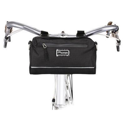 Po Campo Kinga Handlebar Bag 2 - Durable, Waterproof Bicycle Storage Baskets for Front Mount - Compact Bike Bags that Convert to Crossbody (Black Ripstop)
