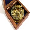 Brass Sundial Compass for Navigation for Outdoor Activities Camping Hiking 2.5 inch with Wood Box view 4