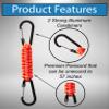2 Pack Paracord Keychain Carabiner Clips, Heavy Duty Lanyard Hanger with Double Hooks for Stroller Holder, Bottle, Keys, Backpack, Tools (Orange) view 3